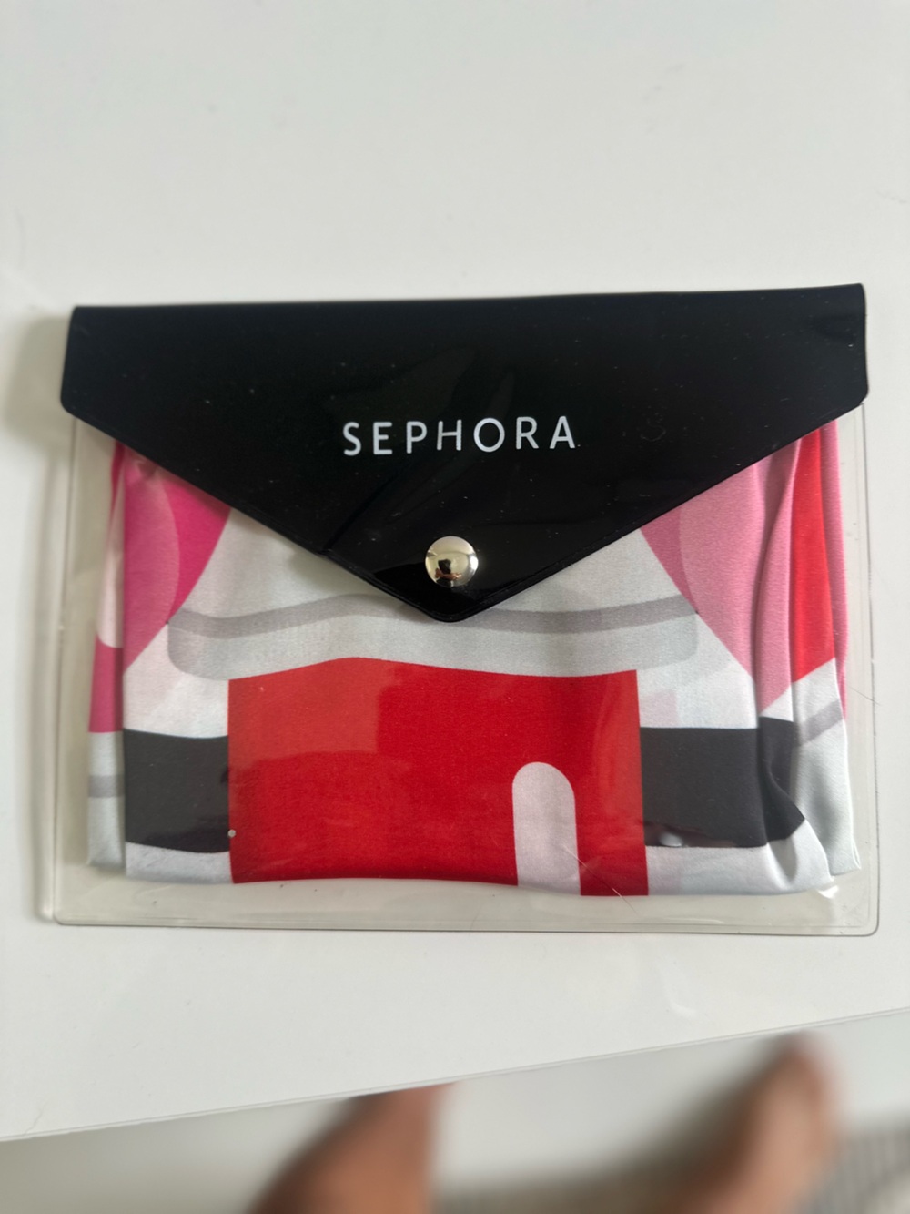 Sephora Red Pink Geometric Foldable Pouch